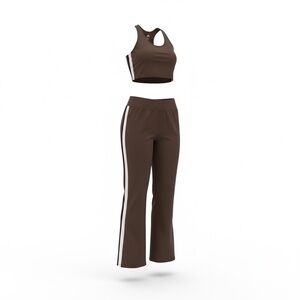 Brown and White Women's Active wear set